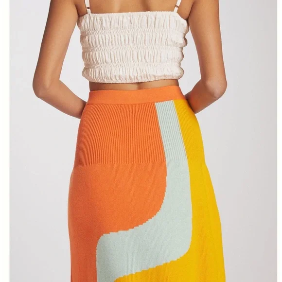 Anthro Margo Baridon Colorblocked Knit Midi Skirt - Picture 5 of 12